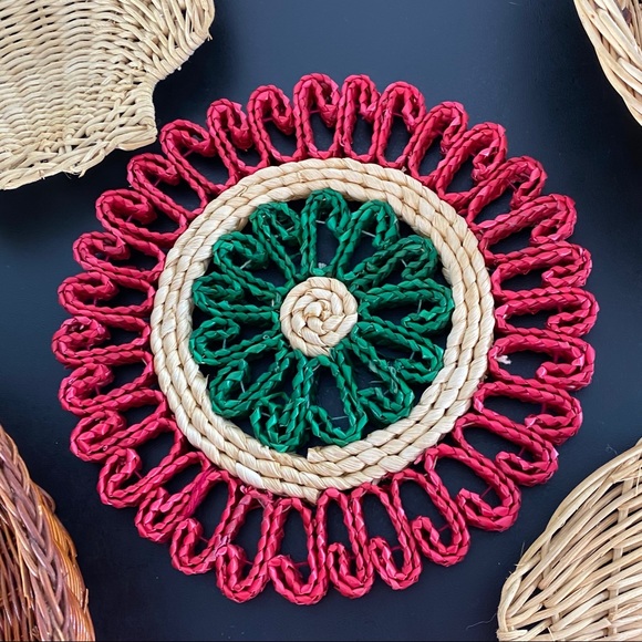 Set of 5 boho farmhouse wall baskets - Picture 2 of 8